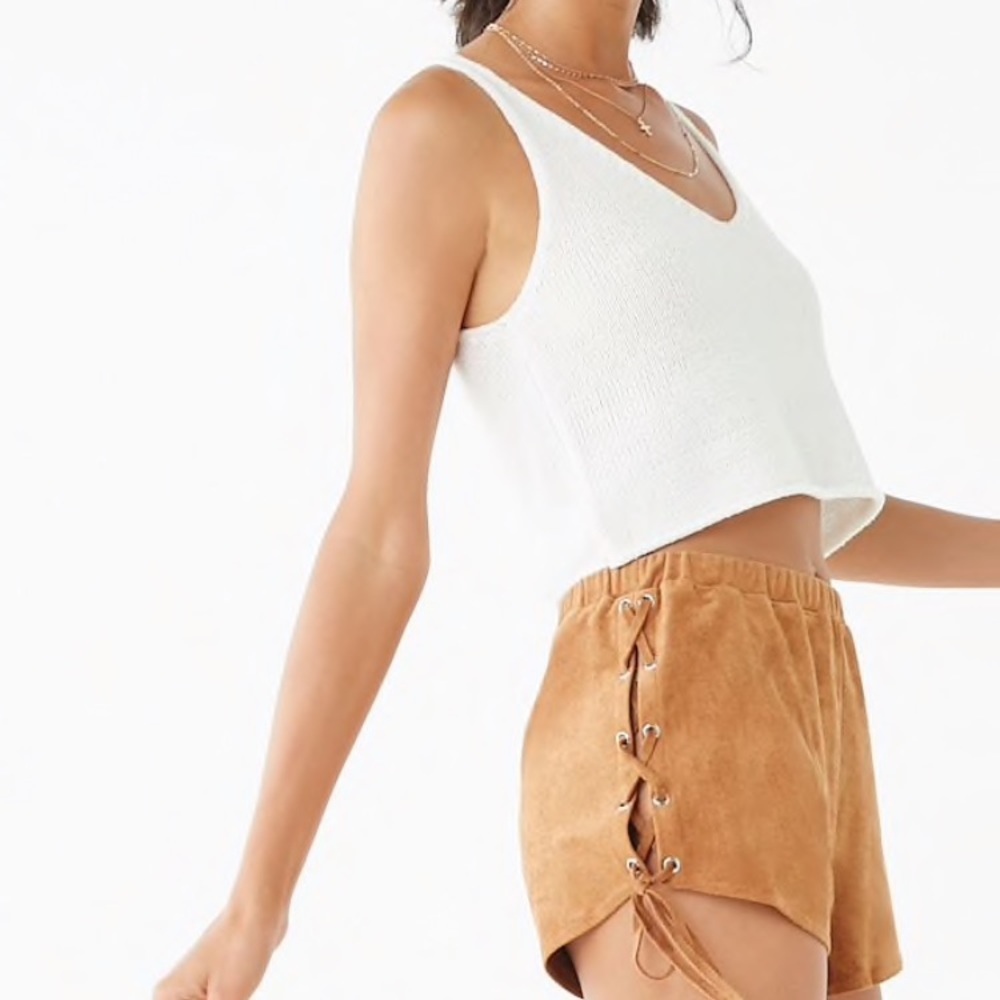 Faux Suede Lace-Up Shorts
